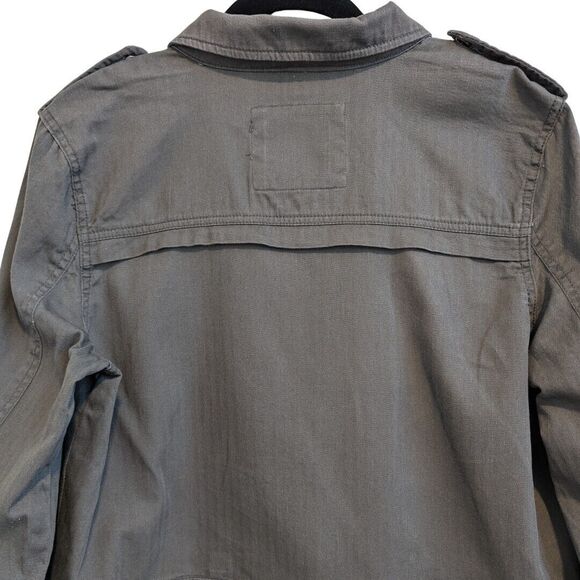 Mudd Gray Twill Jacket Women's XL Utility Military Style Full Zip‎ Lightweight - Picture 7 of 11
